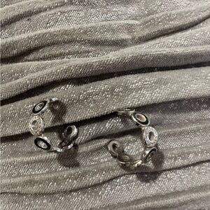 coach signature silver rhinestone hoop earrings with pouch